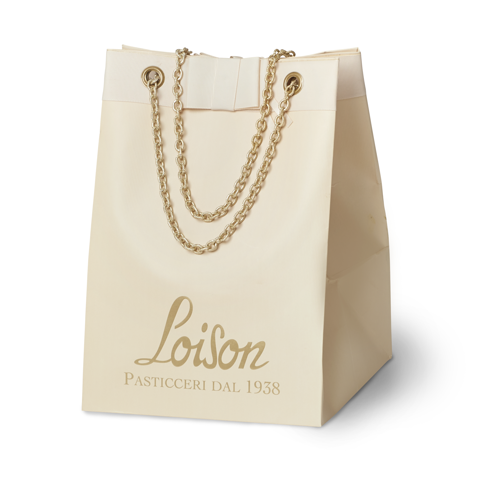 Elegante shopper con maniglia in catena dorata